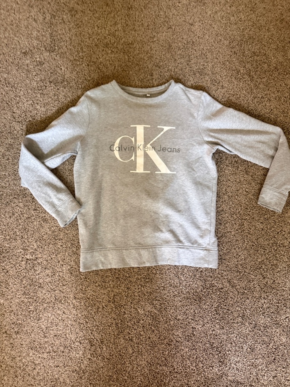 Calvin Klein Jeans Light Gray Logo Crewneck Sweatshirt
